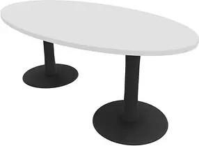 Quadrifoglio Konferenztisch Idea+ weiß oval, Säulenfuß grau, 200,0 x 110,0 x 74,0 cm