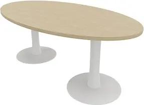 Quadrifoglio Konferenztisch Idea+ eiche oval, Säulenfuß weiß, 200,0 x 110,0 x 74,0 cm