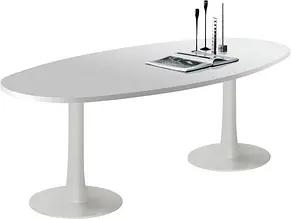 Quadrifoglio Konferenztisch Idea+ lichtgrau oval, Säulenfuß weiß, 240,0 x 110,0 x 74,0 cm