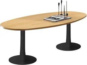 Quadrifoglio Konferenztisch Idea+ buche oval, Säulenfuß grau, 240,0 x 110,0 x 74,0 cm