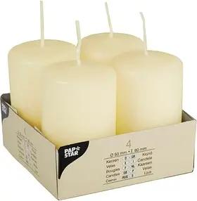 4 PAPSTAR Stumpenkerzen elfenbein