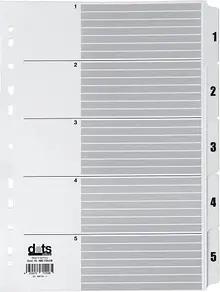 dots Ordnerregister Mylar Vollformat 1-5 weiß 5-teilig, 1 Satz