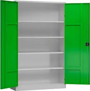 ClassiX Stahlschrank X-530385 lichtgrau, gelbgrün 120,0 x 60,0 x 194,5 cm, aufgebaut