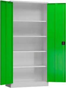 ClassiX Stahlschrank X-530365 lichtgrau, gelbgrün 92,0 x 60,0 x 194,5 cm, aufgebaut