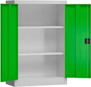 ClassiX Stahlschrank X-530295 lichtgrau, gelbgrün 80,0 x 38,0 x 120,0 cm, aufgebaut