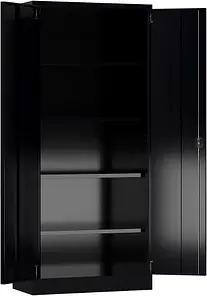 ClassiX Stahlschrank X-530339 tiefschwarz 80,0 x 38,0 x 180,0 cm, aufgebaut