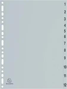 Exacompta Ordnerregister Vollformat 1-12 grau 12-teilig, 1 Satz