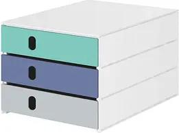 styro Schubladenbox styroval pro feelings Sea Shore  grün, blau, grau 14-8050.Au, DIN C4 mit 3 Schubladen
