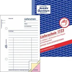 AVERY Zweckform Lieferschein mit Empfangsschein Formularbuch 1723