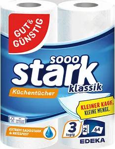 GUT&GÜNSTIG Küchenrollen stark klassik 3-lagig, 2 Rollen