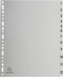 Exacompta Ordnerregister Vollformat, Überbreite 1-12 grau 12-teilig, 1 Satz