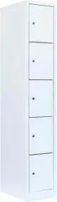 LÜLLMANN Schließfachschrank signalweiß 520517, 5 Schließfächer 31,5 x 50,0 x 180,0 cm
