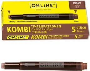 ONLINE® 17057/12 Tintenpatronen für Füller braun 5 St.
