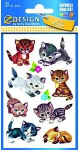 AVERY Zweckform Aufkleber 4346 Katzen, 30 Etiketten