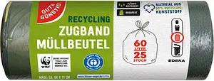 GUT&GÜNSTIG Müllbeutel RECYCLING 60,0 l schwarz, 25 St.