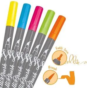ONLINE® Calli.Brush Double Neon Brush-Pens farbsortiert, 5 St.
