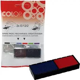 2 COLOP Ersatzstempelkissen E/12/2 blau/rot 5,5 x 0,8 cm