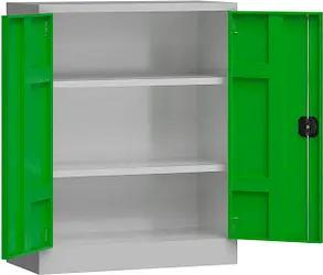 ClassiX Stahlschrank X-530315 lichtgrau, gelbgrün 80,0 x 38,0 x 100,0 cm, aufgebaut