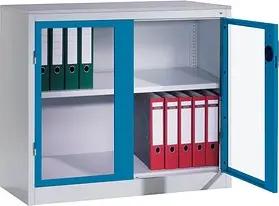 CP Stahlschrank 8821-055 S10201 lichtgrau, lichtblau, Acrylglas 93,0 x 50,0 x 100,0 cm, aufgebaut