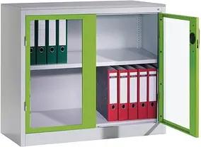 CP Stahlschrank 8821-055 S10202 Acrylglas, clowngrün, lichtgrau 93,0 x 50,0 x 100,0 cm, aufgebaut