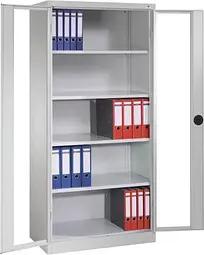 CP Stahlschrank 8921-055 S10325 lichtgrau, Acrylglas 93,0 x 50,0 x 195,0 cm, aufgebaut