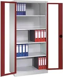 CP Stahlschrank 8931-055 S10299 lichtgrau, rubinrot, Acrylglas 120,0 x 50,0 x 195,0 cm, aufgebaut