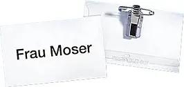 50 DURABLE Namensschilder mit Kombiklemme 9,0 x 5,4 cm