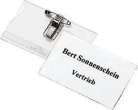 50 DURABLE Namensschilder mit Kombiklemme 7,5 x 4,0 cm