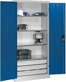 CP Stahlschrank 8921-503 S10135 lichtgrau, enzianblau 93,0 x 50,0 x 195,0 cm, aufgebaut