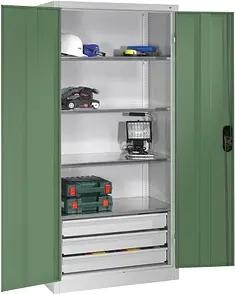 CP Stahlschrank 8921-503 S10136 lichtgrau, rededagrün 93,0 x 50,0 x 195,0 cm, aufgebaut