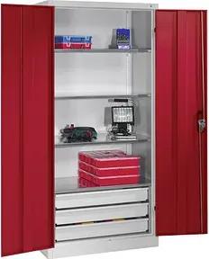 CP Stahlschrank 8921-503 S10133 lichtgrau, rubinrot 93,0 x 50,0 x 195,0 cm, aufgebaut