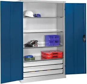 CP Stahlschrank 8931-503 S10422 lichtgrau, enzianblau 120,0 x 50,0 x 195,0 cm, aufgebaut