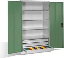CP Stahlschrank 8932-503 S10244 lichtgrau, rededagrün 120,0 x 60,0 x 195,0 cm, aufgebaut