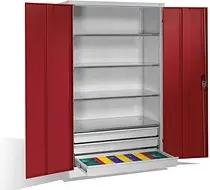 CP Stahlschrank 8932-503 S10243 lichtgrau, rubinrot 120,0 x 60,0 x 195,0 cm, aufgebaut