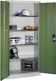 CP Stahlschrank 8920-052 S10204 lichtgrau, rededagrün 93,0 x 40,0 x 195,0 cm, aufgebaut