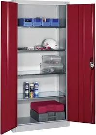 CP Stahlschrank 8920-052 S10206 lichtgrau, rubinrot 93,0 x 40,0 x 195,0 cm, aufgebaut