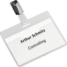 25 DURABLE Namensschilder mit Clip 9,0 x 6,0 cm