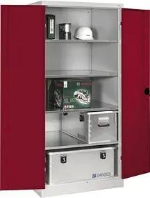 CP Stahlschrank 8924-052 S10088 lichtgrau, rubinrot 93,0 x 80,0 x 195,0 cm, aufgebaut