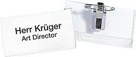 25 DURABLE Namensschilder mit Kombiklemme 7,5 x 4,0 cm
