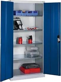 CP Stahlschrank 8921-052 S10246 lichtgrau, enzianblau 93,0 x 50,0 x 195,0 cm, aufgebaut