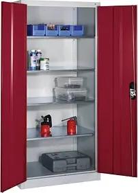 CP Stahlschrank 8921-052 S10340 lichtgrau, rubinrot 93,0 x 50,0 x 195,0 cm, aufgebaut