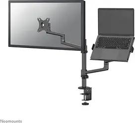 Neomounts Monitor-Halterung schwarz für 1 Monitor, 1 Notebook, Tischklemme