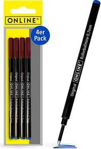 ONLINE® Rollerball-Minen Gelschreiberminen blau 0,7 mm 4 St.