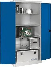 CP Stahlschrank 8924-052 S10086 lichtgrau, enzianblau 93,0 x 80,0 x 195,0 cm, aufgebaut