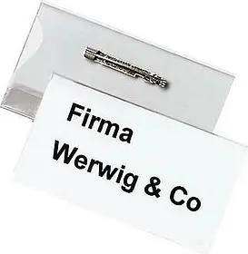 100 DURABLE Namensschilder mit Nadel 7,5 x 4,0 cm