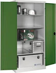 CP Stahlschrank 8924-052 S10087 lichtgrau, rededagrün 93,0 x 80,0 x 195,0 cm, aufgebaut