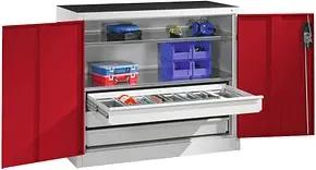 CP Stahlschrank 8821-5035 S10077 lichtgrau, rubinrot 93,0 x 50,0 x 100,0 cm, aufgebaut