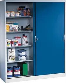CP Stahlschrank 2149-00 S10051 lichtgrau, enzianblau 160,0 x 40,0 x 195,0 cm, aufgebaut