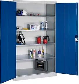 CP Stahlschrank 8932-052 S10294 lichtgrau, enzianblau 120,0 x 60,0 x 195,0 cm, aufgebaut