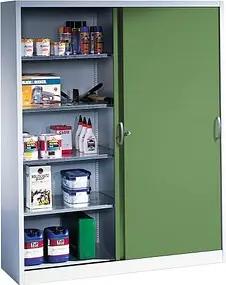 CP Stahlschrank 2149-00 S10059 lichtgrau, rededagrün 160,0 x 40,0 x 195,0 cm, aufgebaut